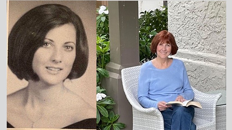 This combined photo shows Sally Goss, aged 77 on the right photo. She has been a member of Beta Sigma Phi for 50 years. (Special to the Democrat-Gazette)
