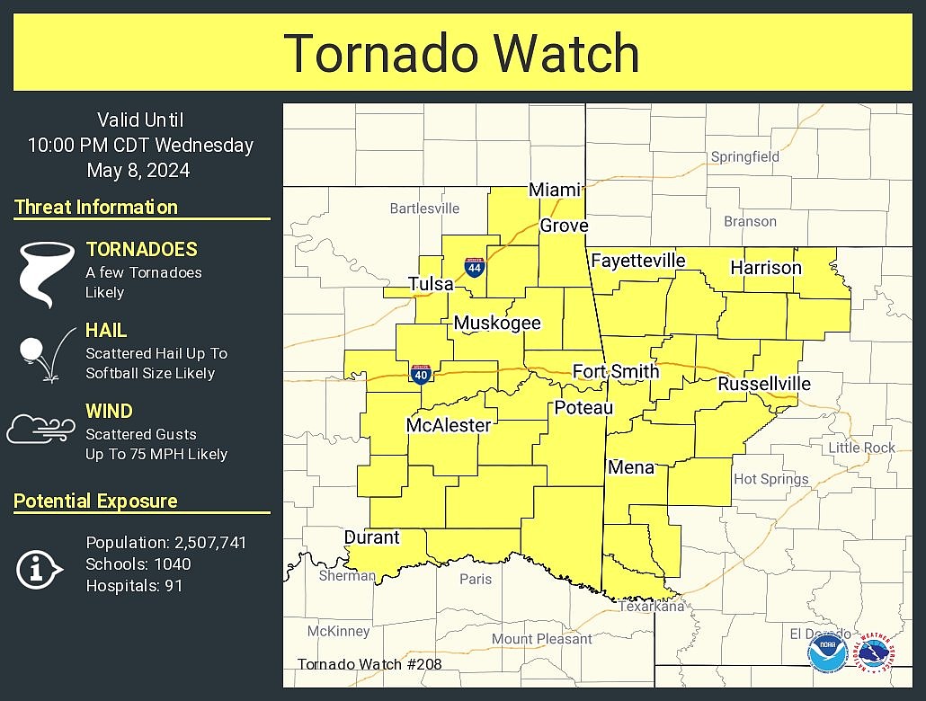 Tornado watch issued for parts of Northwest Arkansas as severe weather ...