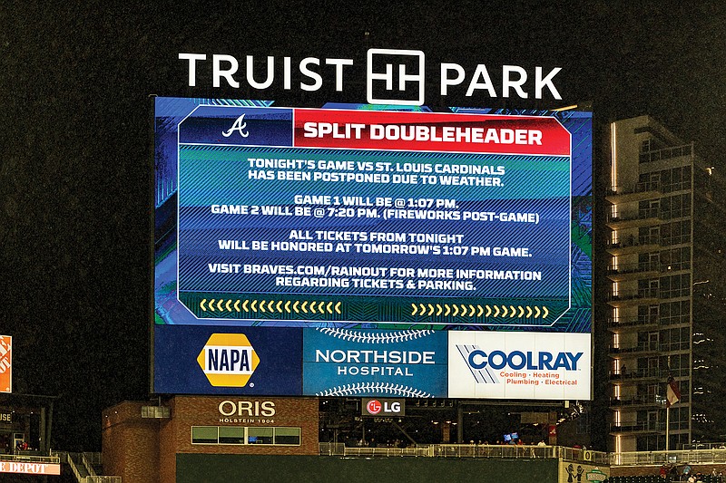 CardinalsBraves game postponed by rain, twinbill set for today