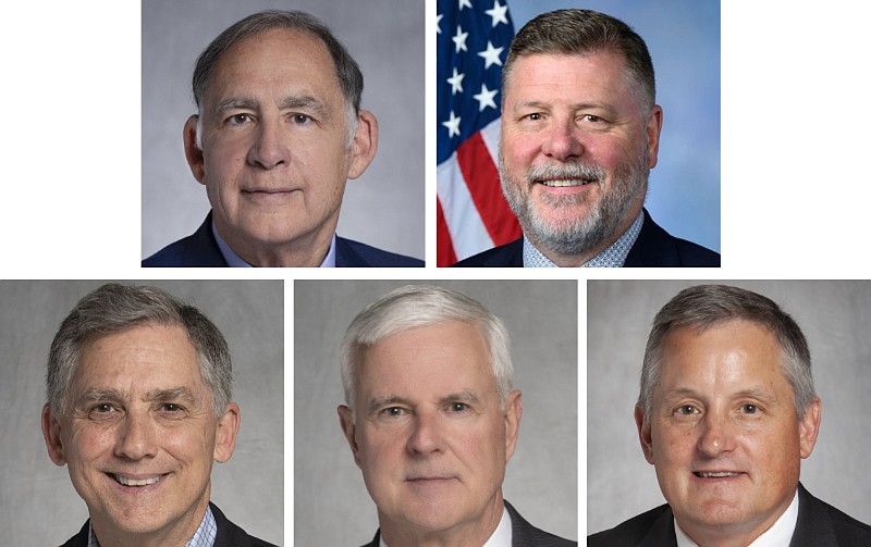 Members of Arkansas' congressional delegation, all Republicans, are shown in these undated courtesy photos. They are (top row, from left) Sen. John Boozman, Rep. Rick Crawford, (bottom row, from left) Rep. French Hill, Rep. Steve Womack and Rep. Bruce Westerman. Not shown is Sen. Tom Cotton, R-Ark. (Courtesy photos)