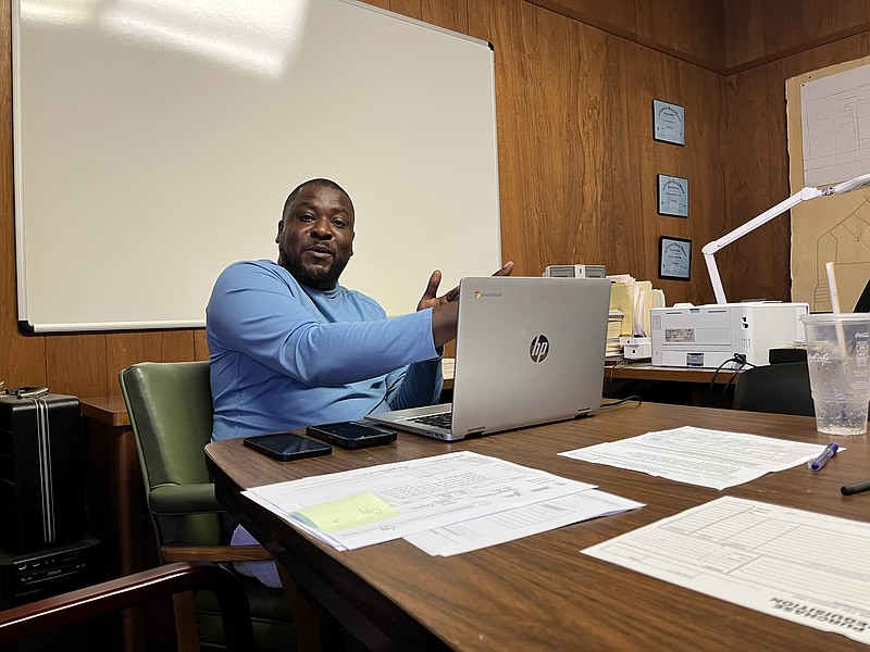 Helena-West Helena Water Superintendent Saeed Rose discusses the state of the city's water system. (Arkansas Democrat-Gazette/Lucas Dufalla)