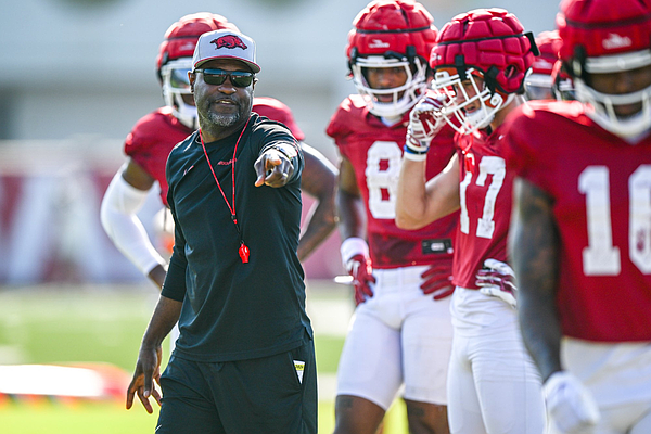 VIDEO: Arkansas co-defensive coordinator Marcus Woodson, players discuss fall camp | Whole Hog Sports