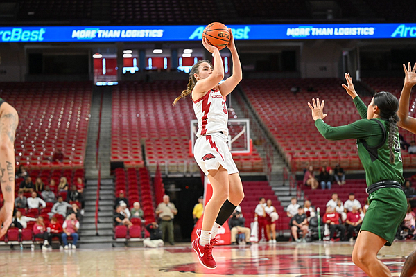 Izzy Higginbottom scores 26, Arkansas women’s basketball blows past Northeastern State in exhibition | 
  Whole Hog Sports