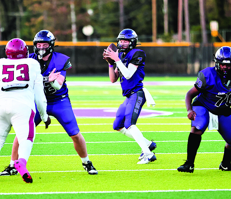 El Dorado's Ryan Polk drops back to pass in a 9th grade game this season. The Wildcats went 11-0.