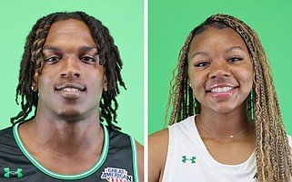 Seth Grandberry (left) and Bailey Harris, both basketball players with the University of Arkansas at Monticello, are shown in these undated UAM Athletics courtesy photos.