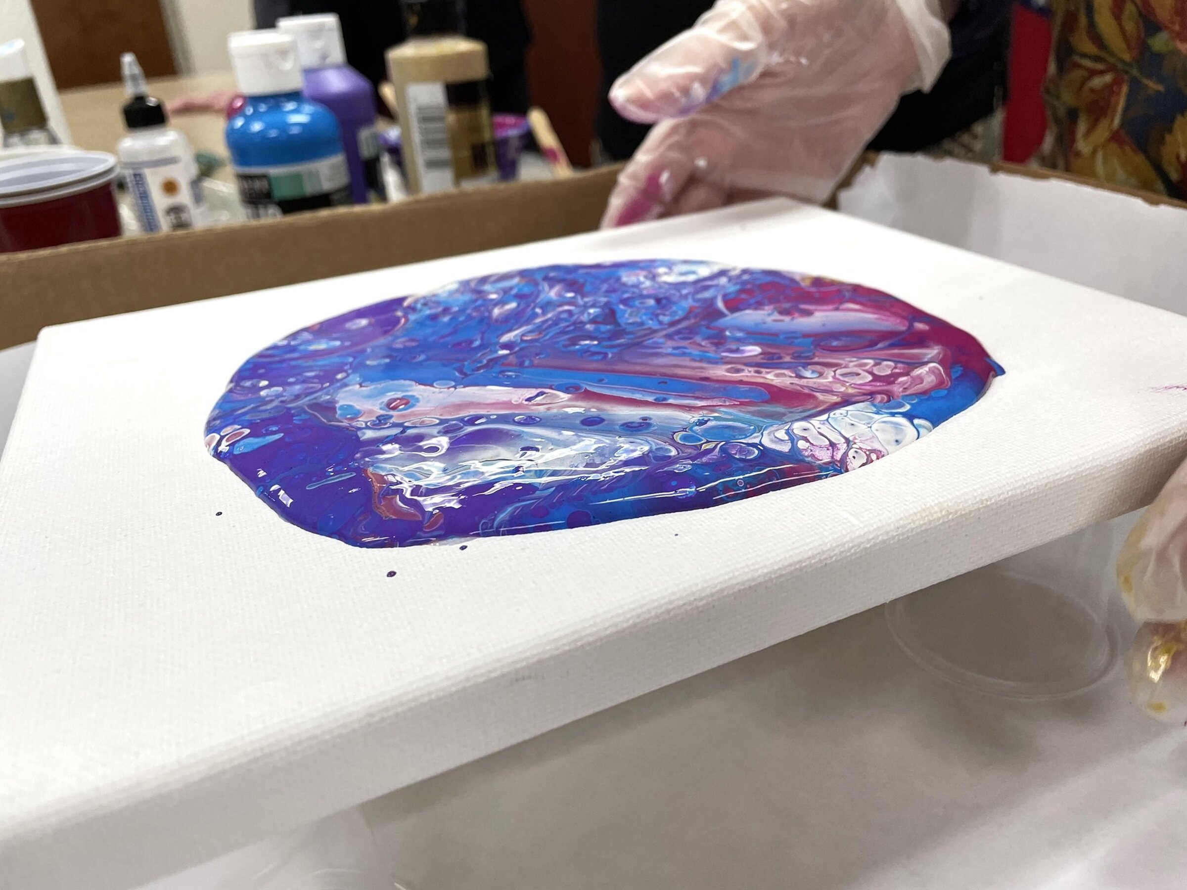 PB sets acrylic pouring session