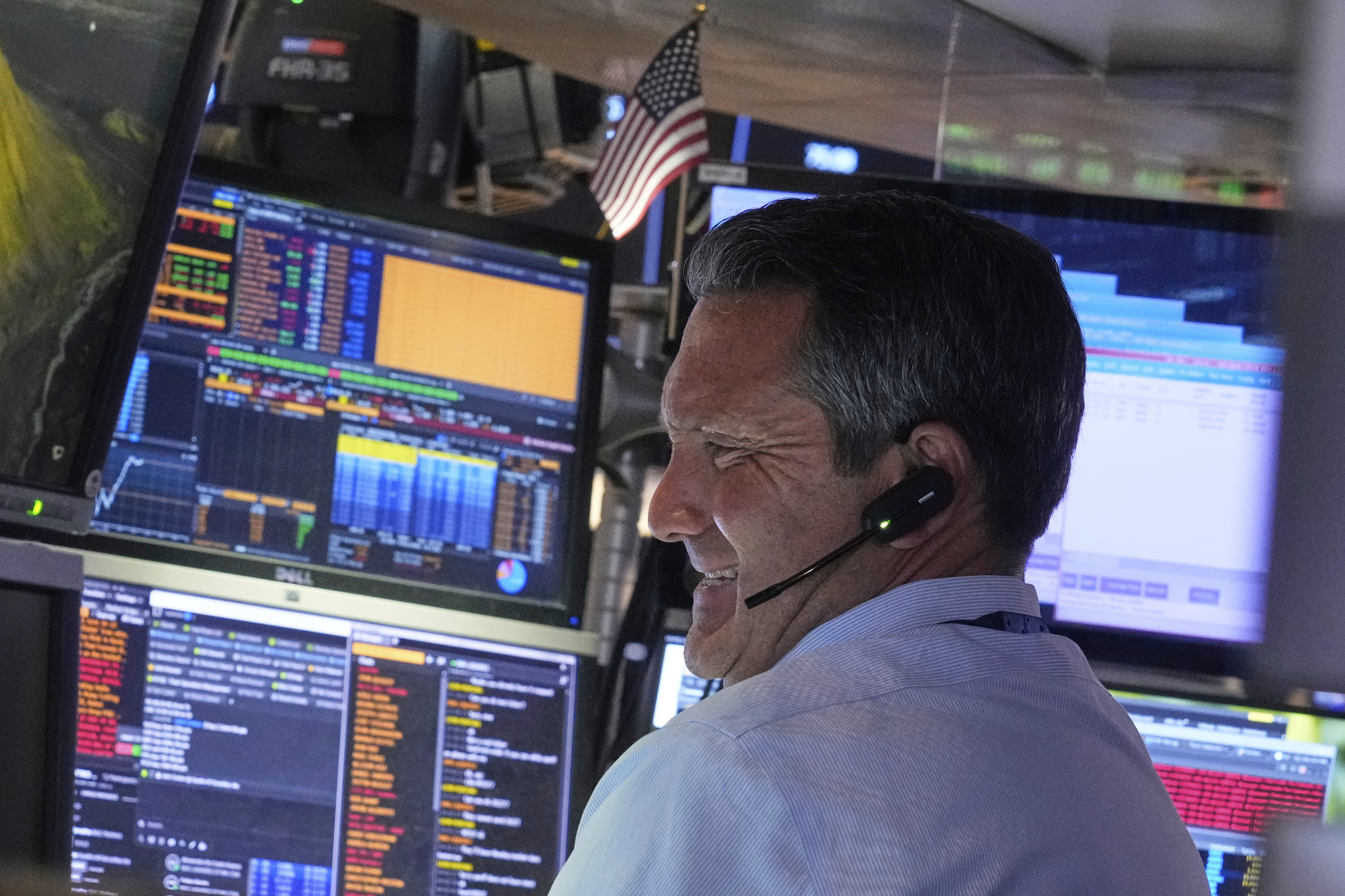 Trader Leon Montana works on the floor of the New York Stock Exchange, Monday, June 23, 2025. (AP Photo/Richard Drew)