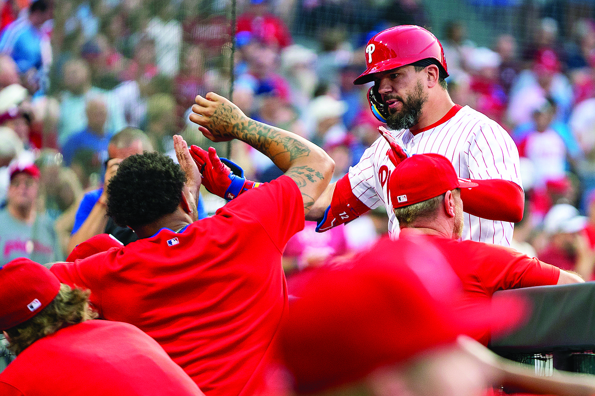Phillies slugger Schwarber on-team record HR pace