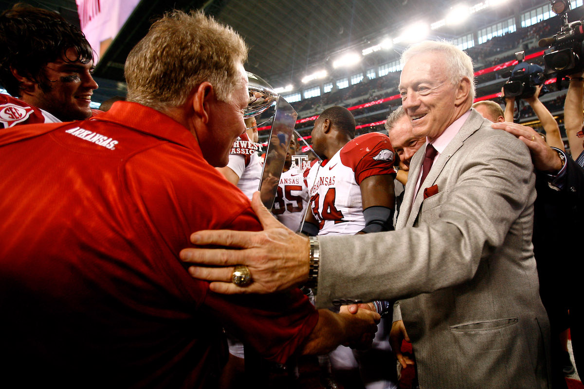 In separate interviews, Jerry Jones, SMU coach Rhett Lashlee address ...