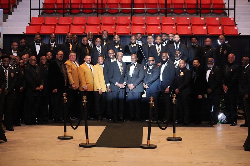 Brothers of Alpha Phi Alpha Fraternity Inc. presented the annual Valentine’s Scholarship Fundraiser gala. Thirty-three young men received scholarships and three community leaders were honored. (Special to The Commercial/The Heat Magazine)