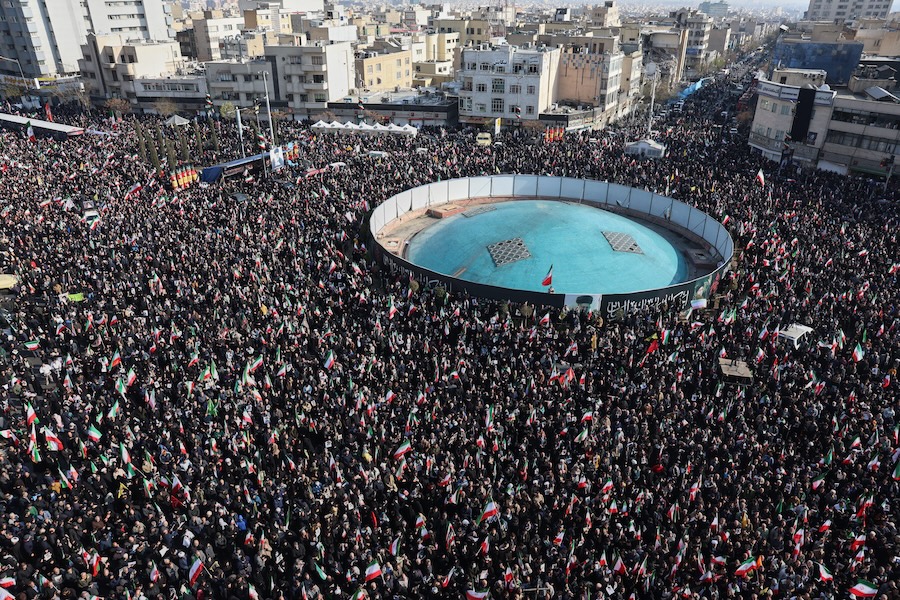 People gather in a rally to support Ayatollah Mojtaba Khamenei, the successor to his late father Ayatollah Ali Khamenei as supreme leader, in Tehran, Iran, Monday, March 9, 2026. (AP Photo/Vahid Salemi)