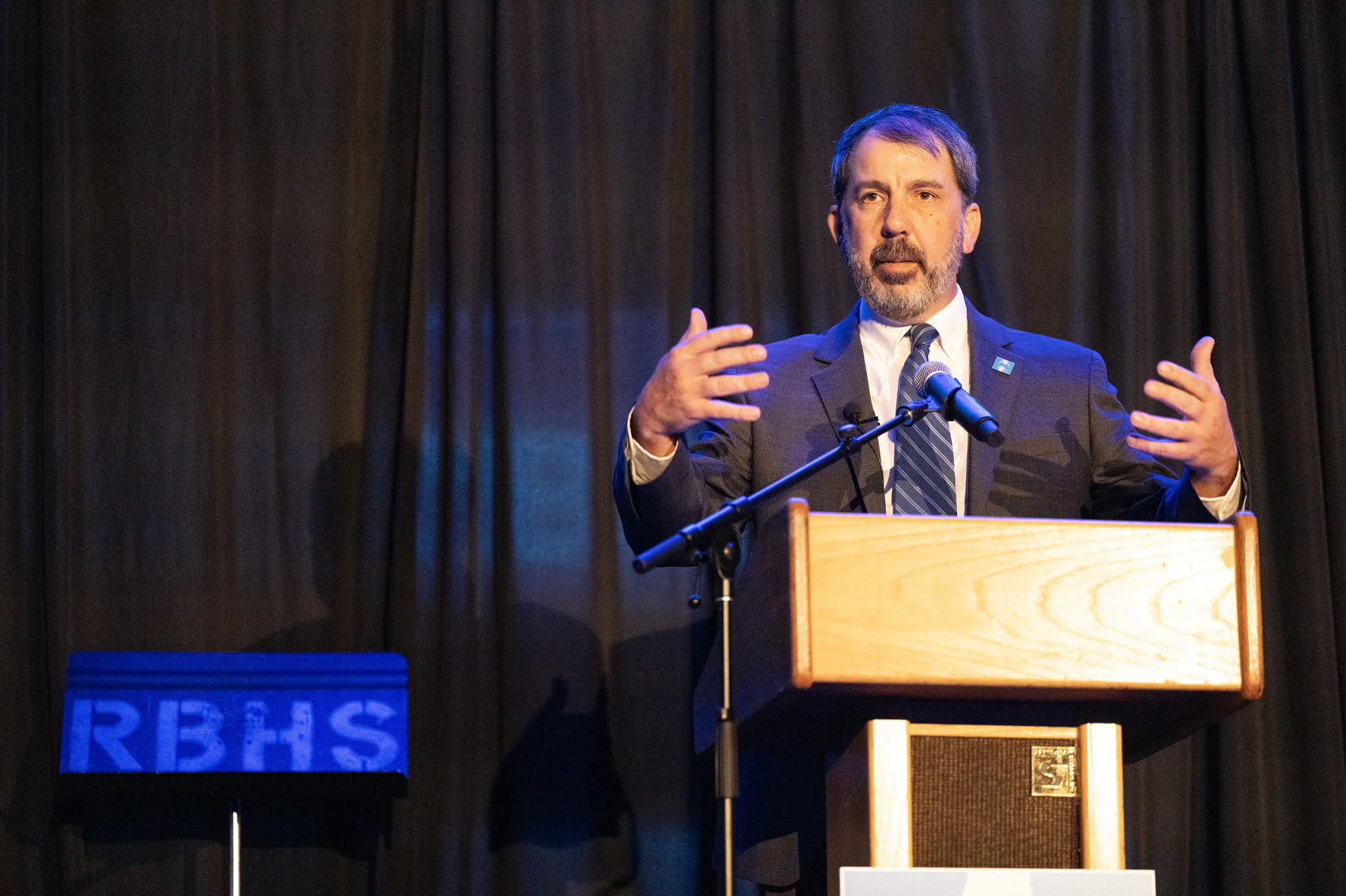 Staff Photo by Seth Carpenter/ Superintendent Justin Robertson speaks at the State of the System for Hamilton County Schools on Monday, Mar. 23, 2026.