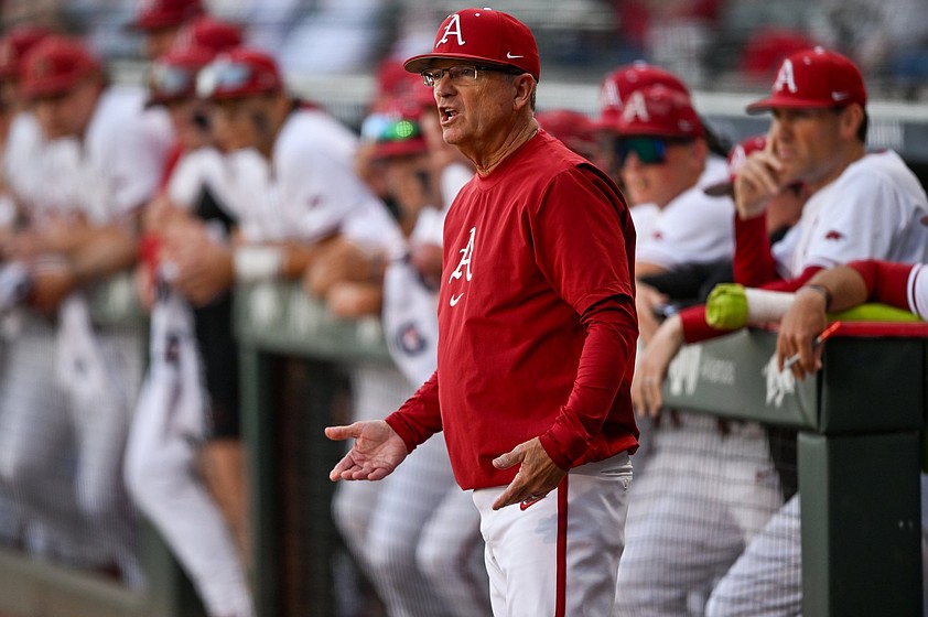 Dave Van Horn Press Conference Arkansas Baseball Coach Recaps ARK MISST BSB 062 1 T842.JPG