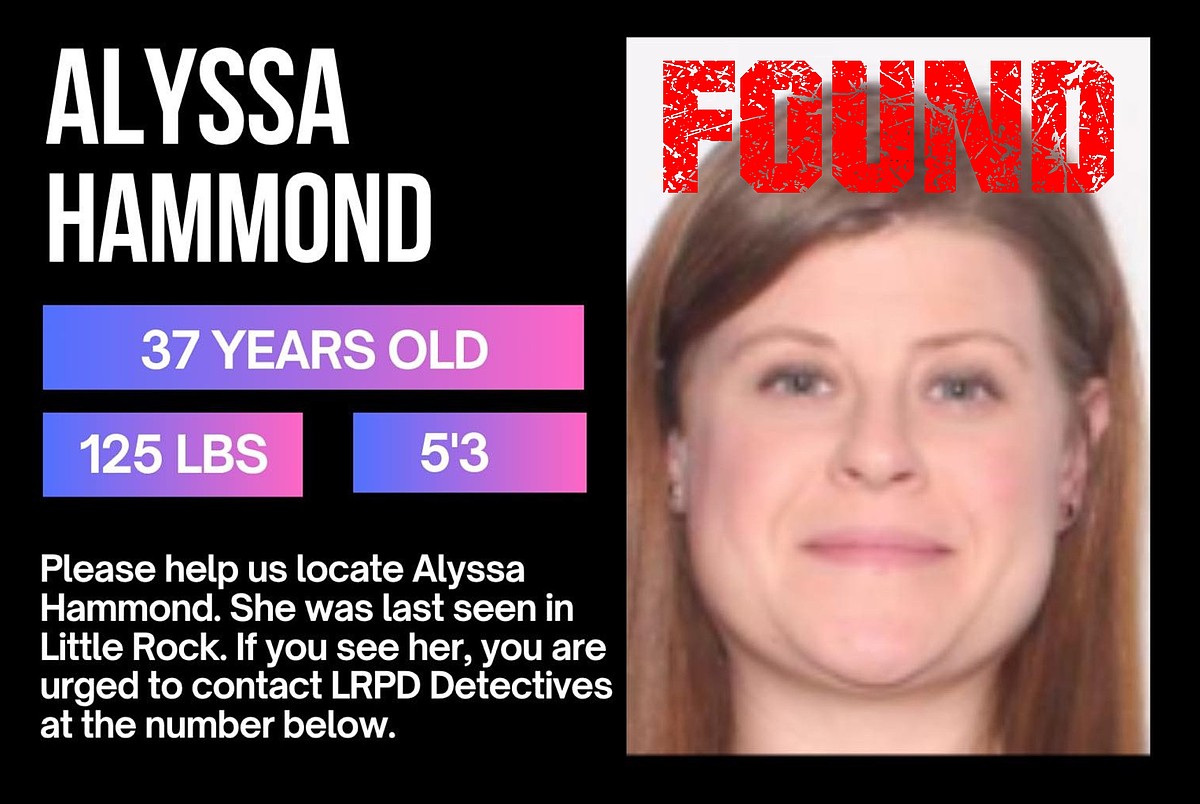 Little Rock Police Department announces Alyssa Hammond has been found and is safe