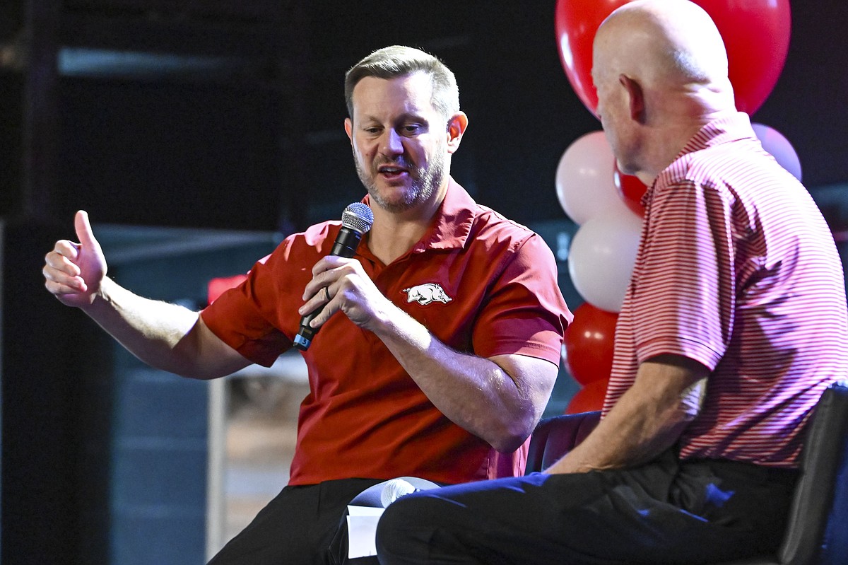 Arkansas football coach Ryan Silverfield touts in-state recruiting as ‘All In Roadshow’ commences