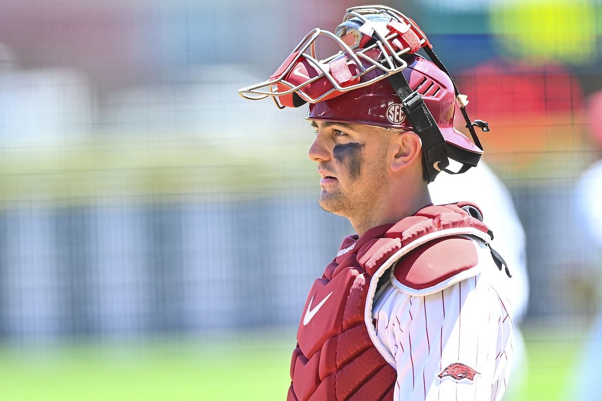 Arkansas baseball's Ryder Helfrick near the top of stacked catcher class for MLB Draft