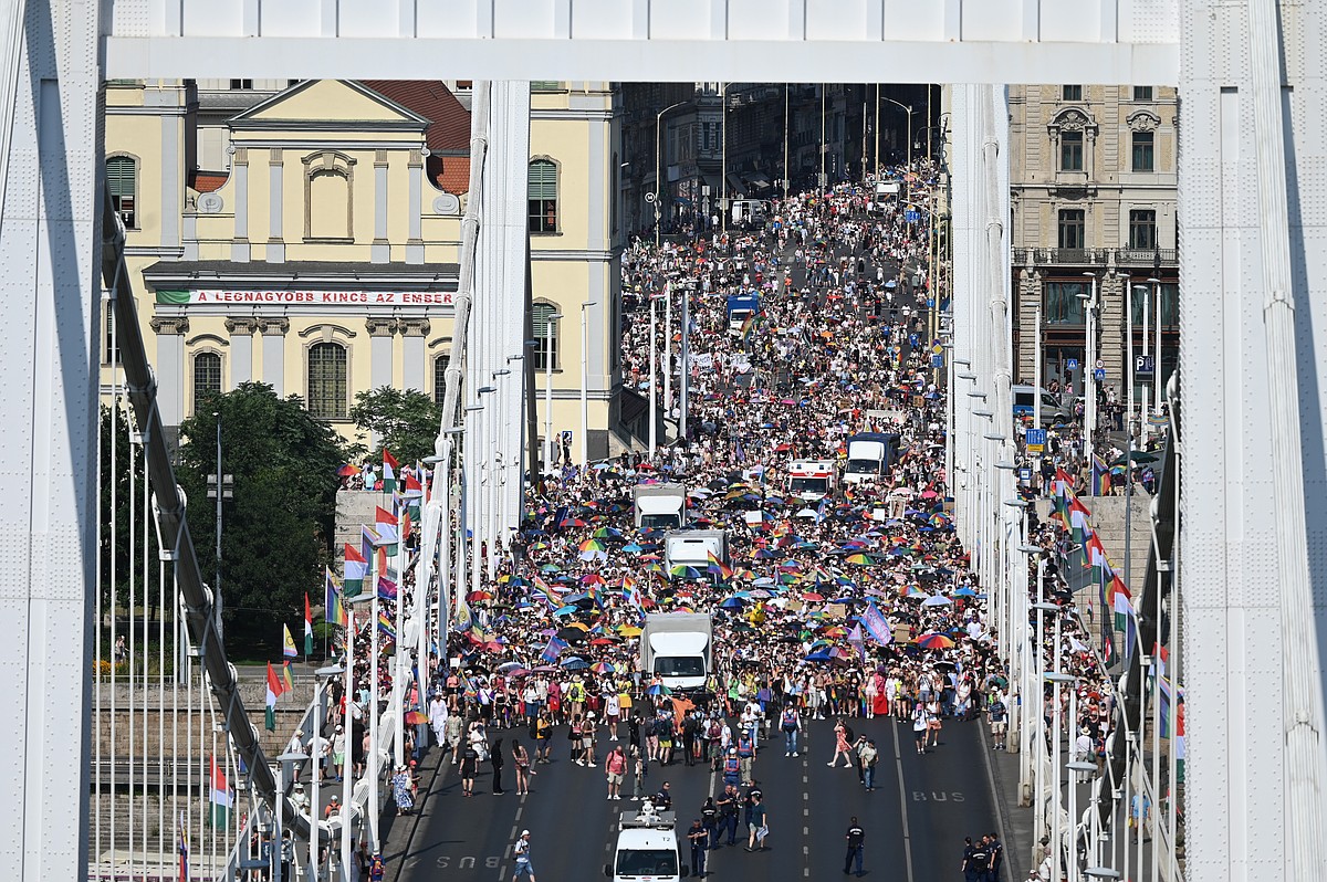 Tens of thousands march in the first Budapest Pride since Viktor Orbán was voted out