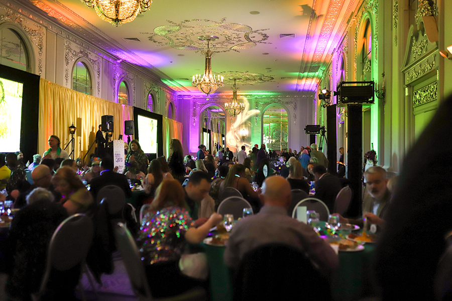 The room is decorated for the Chambliss Center for Children 14th Annual Mardi Gras Gala at the Read House