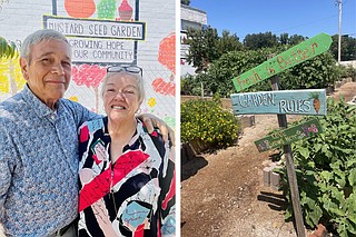 Steve Williamson (left) and Leah Williamson are shown along with their Mustard Seed Garden near Brinkley First United Methodist Church in Brinkley on Sunday, Aug. 30, 2026. (Arkansas Democrat-Gazette/Frank E. Lockwood)