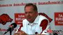 Arkansas Coach Bobby Petrino speaks to the media after the Razorbacks' 44-3 win over Tennessee Tech at Razorback Stadium.