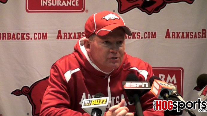 Arkansas coach Bobby Petrino recaps the Razorbacks' 38-31 win over Mississippi State in double overtime. 