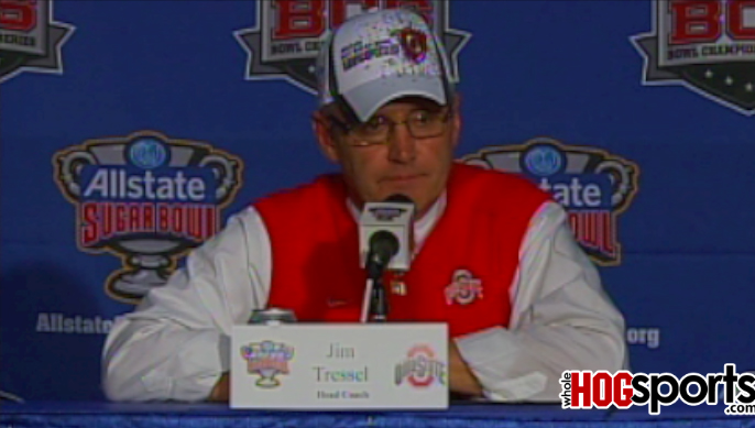 Ohio State coach Jim Tressel recaps the Buckeyes' 31-26 win over Arkansas in the Sugar Bowl. 