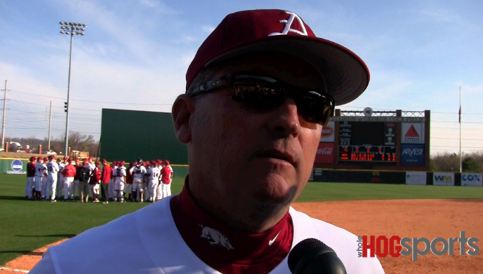 Arkansas coach Dave Van Horn recaps the Razorbacks' 4-2 win over Kansas Tuesday at Baum Stadium. 