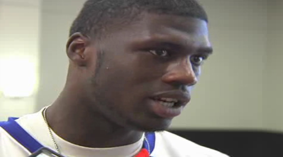 Springfield (Mo.) Hillcrest receiver and Arkansas recruit Dorial Green-Beckham speaks Tuesday in Rogers. 
