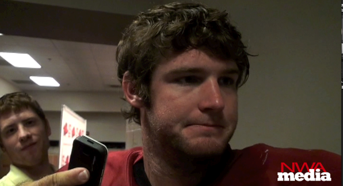 Arkansas quarterback Tyler Wilson recaps the Razorbacks' practice Tuesday. 