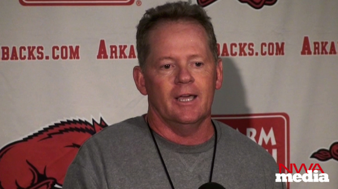 Arkansas coach Bobby Petrino recaps the Razorbacks' practice Monday and looks ahead to Saturday's game against Missouri State. 