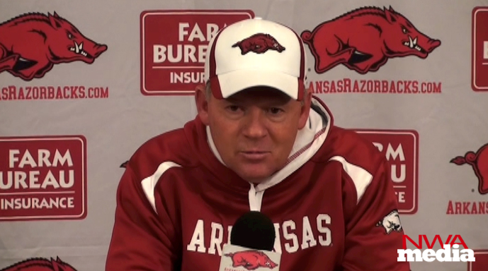 Arkansas coach Bobby Petrino recaps the Razorbacks' 38-28 win over Troy Saturday at Donald W. Reynolds Razorback Stadium. 