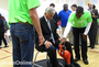 Gov. Mike Beebe met with LISA Academy students at a science fair after a ceremony marking the grand opening of their high school.