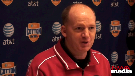 Arkansas offensive coordinator Paul Petrino previews the Razorbacks' upcoming matchup against Kansas State in the Cotton Bowl. 