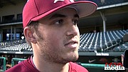 Arkansas junior pitcher DJ Baxendale recaps the Razorbacks&#x27; first day of preseason practice on Friday. 