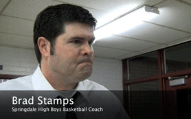 Springdale High boys basketball coach Brad Stamps discusses his team's close-call at home against Springdale Har-Ber. The Red'Dogs won 73-69.