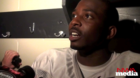 Arkansas safety Eric Bennett recaps the Razorbacks' scrimmage on Friday at Donald W. Reynolds Razorback Stadium. 