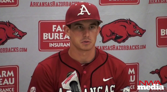 Arkansas outfielder Jimmy Bosco, catcher Jake Wise and pitcher Brandon Moore recap the Razorbacks' 8-3 win over Georgia on Saturday at Baum Stadium. 