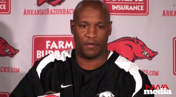 Arkansas defensive coordinator Paul Haynes recaps the Razorbacks' practice Wednesday. 