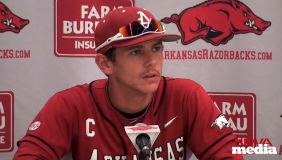 Arkansas second baseman Bo Bigham and third baseman Matt Reynolds recap the Razorbacks' 12-5 loss to Auburn on Saturday at Baum Stadium. 