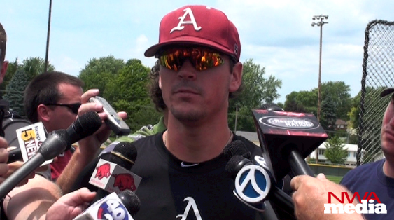 Arkansas third baseman Matt Reynolds previews the Razorbacks' upcoming game against South Carolina in the College World Series. 