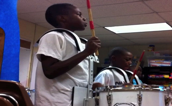 Students at Mablevale Elementary School participate in music enrichment classes following
Benchmark testing.