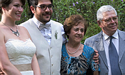 Wedding vows were exchanged by Monica Claire Madey and Stephanos Mylonas on July 14 at the Terry House Community Gallery. A reception inside and on the tented patio followed the ceremony.