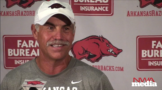 Arkansas special teams coordinator/defensive ends coach Steve Caldwell recaps the Razorbacks' practice on Wednesday. 