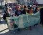 Participants walk from the Walton Arts Center in Fayetteville to the campus of the University of Arkansas Monday morning during the annual Martin Luther King Jr. Day March. Over a thousand people took part in the annual march and vigil.
