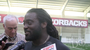 Former Arkansas running back Alex Collins talks to the media after the Razorbacks' annual Pro Day.