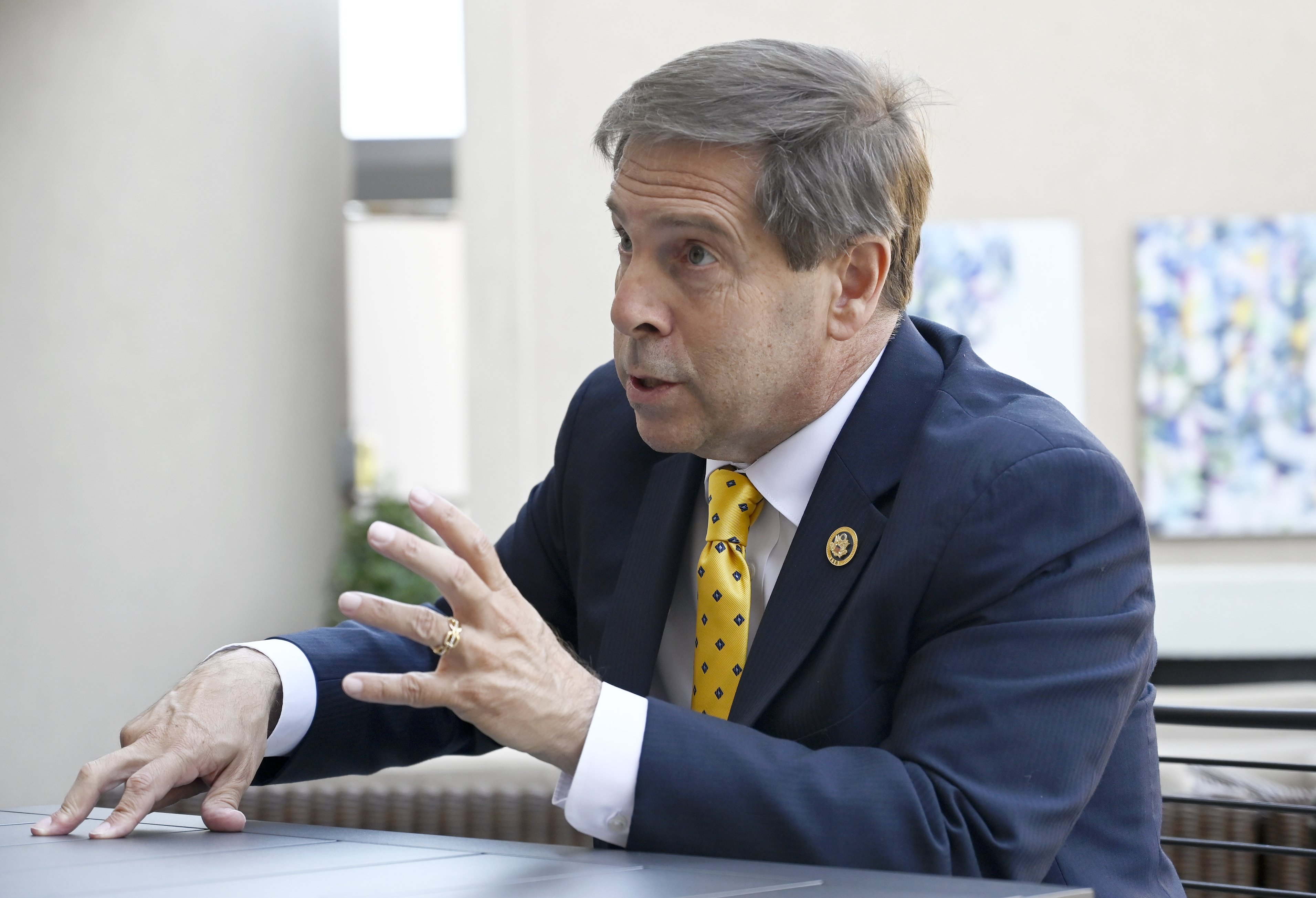 Staff photo by Abby White / U.S. Rep. Chuck Fleischmann, R-Ooltewah, speaks Oct. 11, 2024, during an interview.