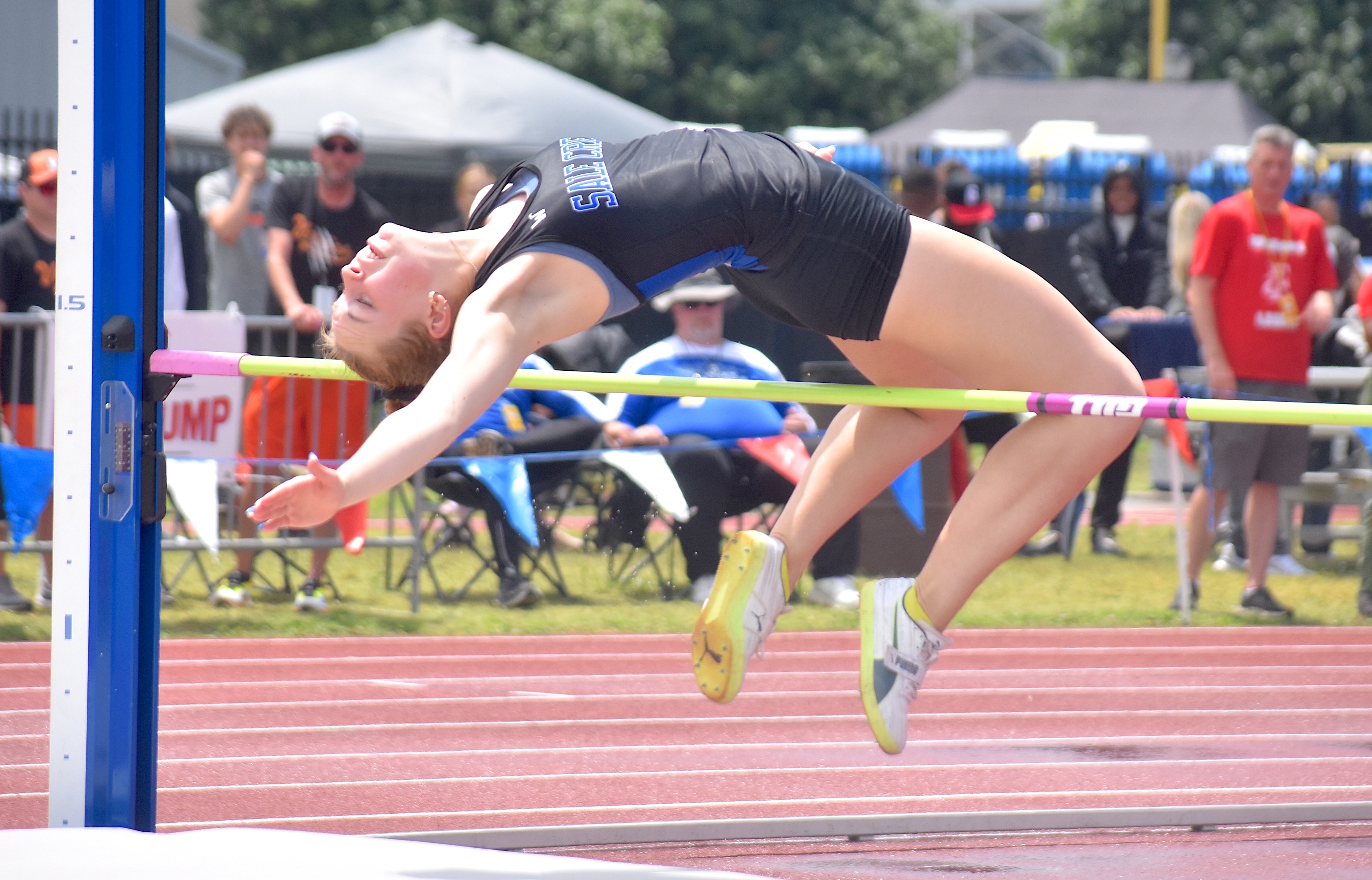 Staff photo by Patrick MacCoon / Sale Creek's Eisa Eilertson competes in Tuesday's TSSAA Class A girls' high jump championship on the first day of the Spring Fling in Murfreesboro.