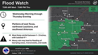 ALERT | Flood Watch for Ark-La-Tex, Northeast Texas through Thursday ...