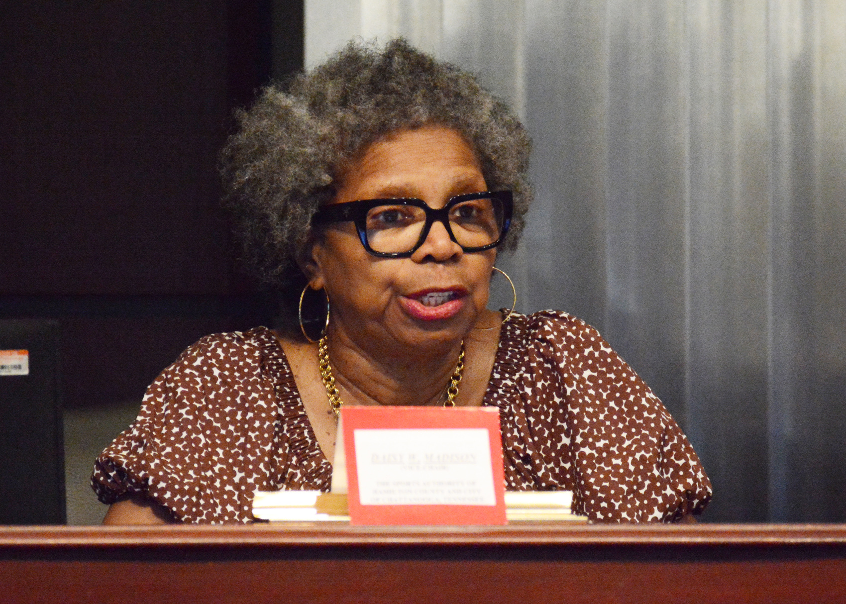 Staff Photo by Robin Rudd / Chattanooga-Hamilton County Sports Authority Board Vice Chair Daisy Madison asks a question June 12, 2025, during a board meeting in Chattanooga.