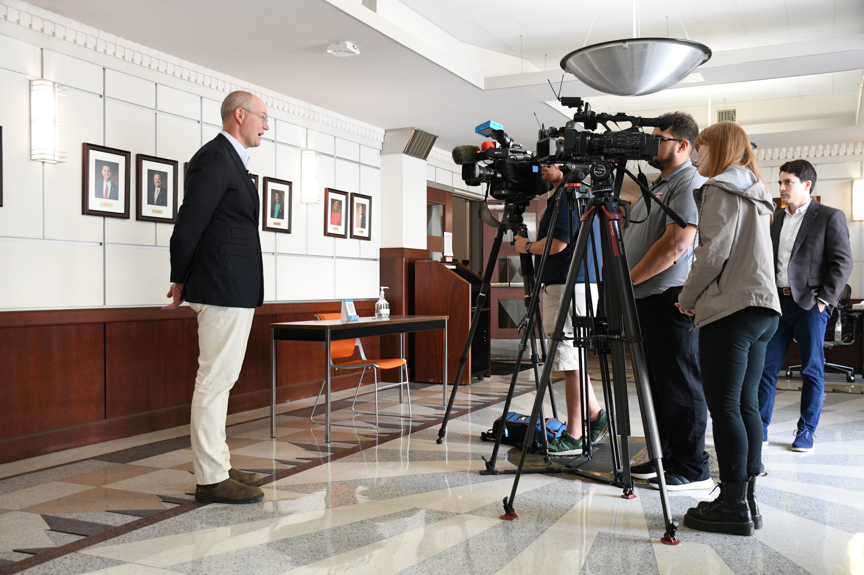 Staff Photo by Robin Rudd / Jim Irwin, president of New City Properties, speaks to the media June 12, 2025.
